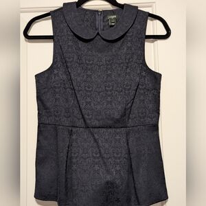 2/$35 J. Crew Size 2 Navy Jacquard Fit-and-Flare Top with Peter Pan Collar